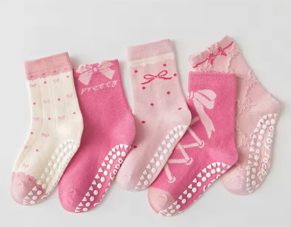 SET 5 ĐÔI TẤT VỚ NƠ HỒNG SIÊU XINH DỄ THƯƠNG