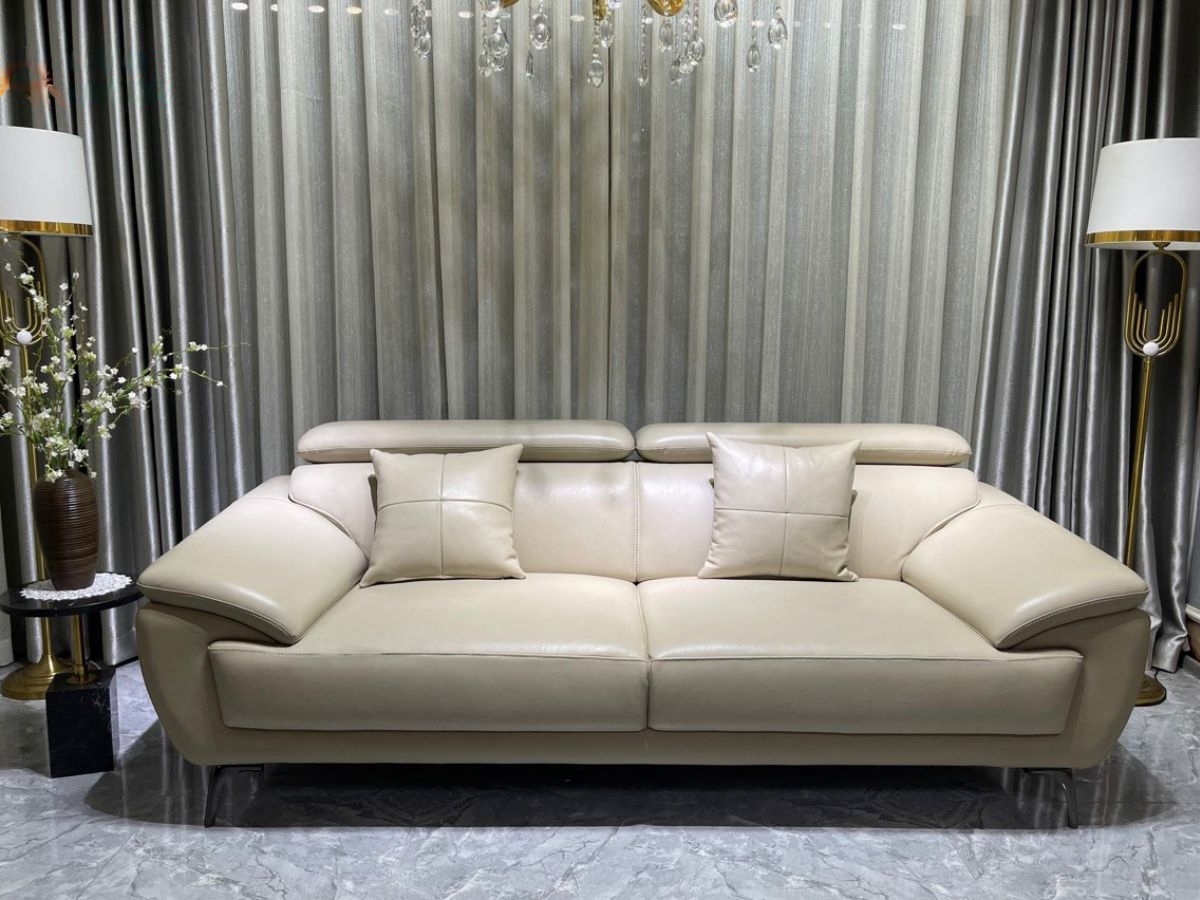 Sofa băng da bò Italy Juno sofa màu nâu SFBCT21 2m6 hàng cao cấp chuẩn da bò nhập khẩu Ý