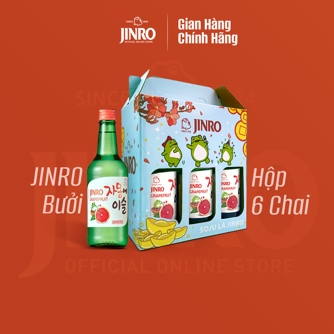 Soju Hàn Quốc JINRO VỊ BƯỞI 360ml - Combo 6 chai
