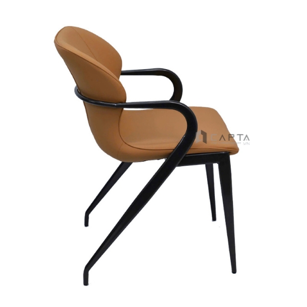 Ghế phòng ăn nệm da pvc ECO 37A-P Nội thất Capta Ghế ăn nệm bọc da simili cao cấp tay sắt sơn màu đen liền chân hiện đại tại tp hcm