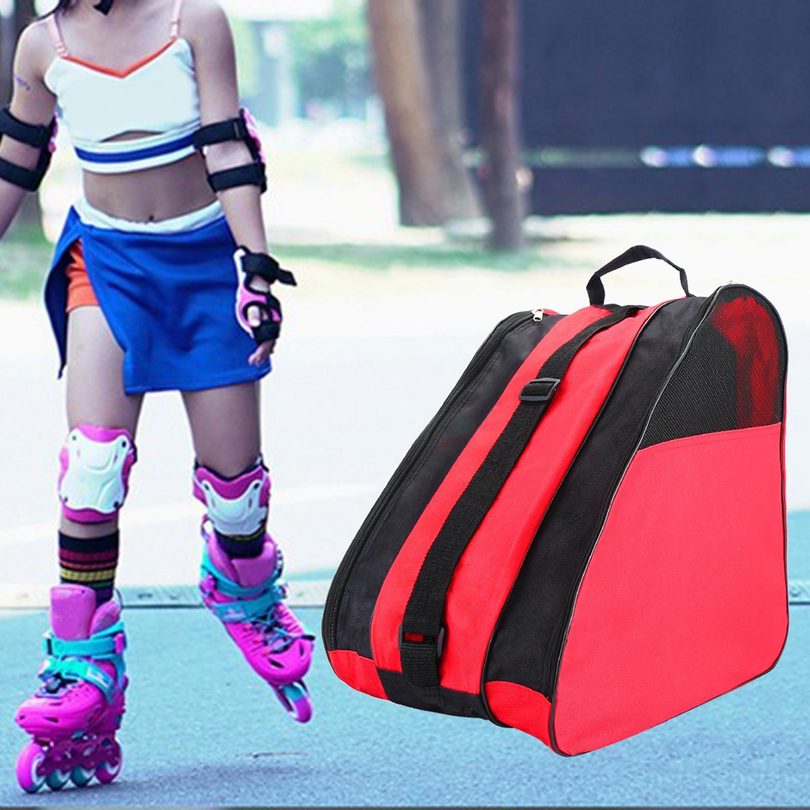 Roller Skates Bag Shoulder Strap Kids Shoulder Bag Skating Sports Red