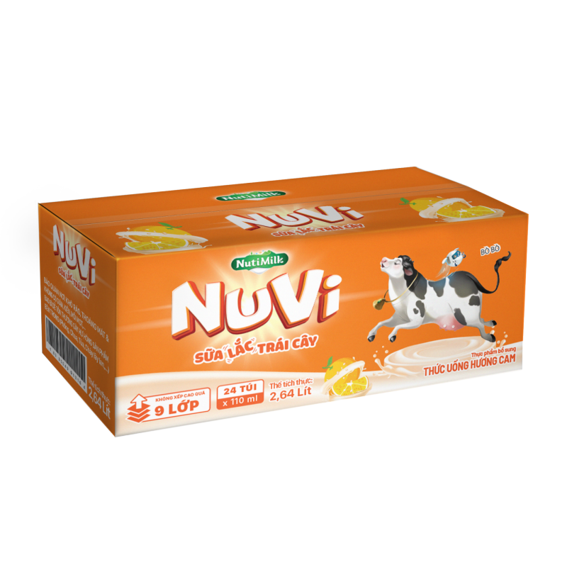 Thùng 24 túi NuVi Sữa lắc trái cây hương Cam túi NuVi Power 110 ml TU.NCT110TI NUTIFOOD