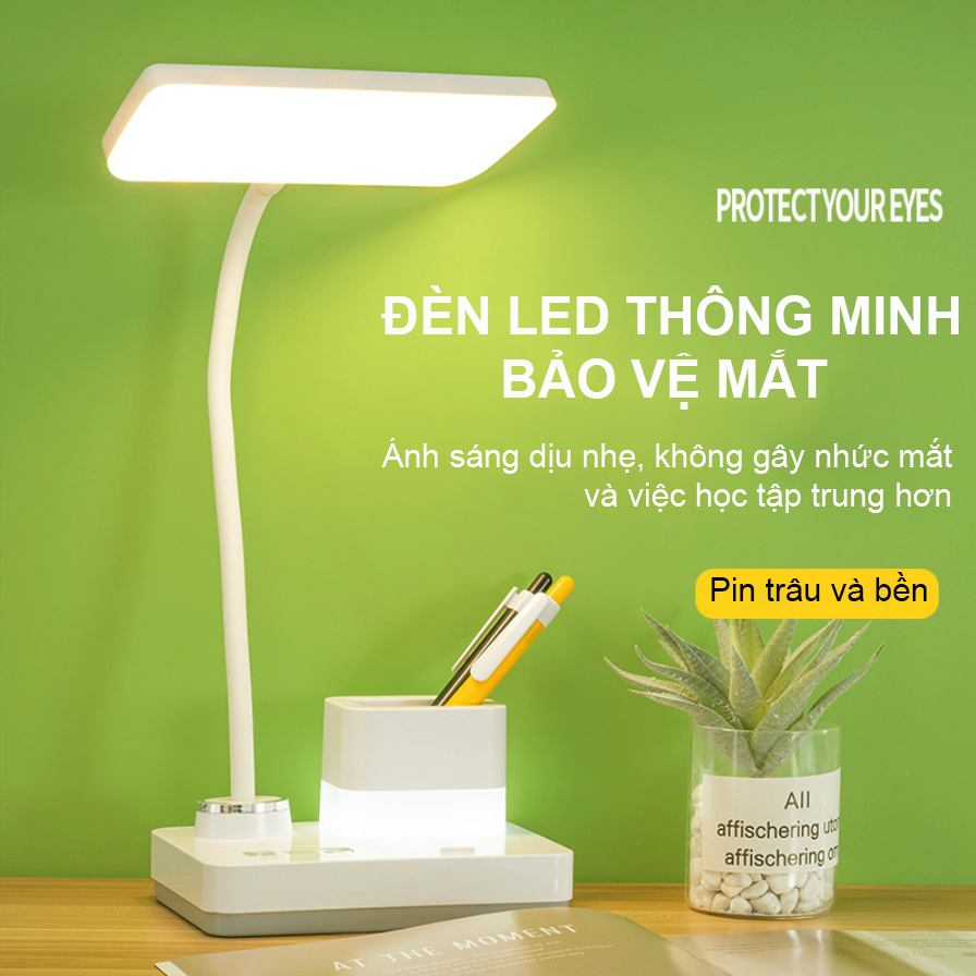 Đèn Học Led Chống Cận Bảo Vệ Mắt, Ba Chế Độ Màu, Công Tắc Cảm Biến, Cổ Silicon Uốn Dẻo