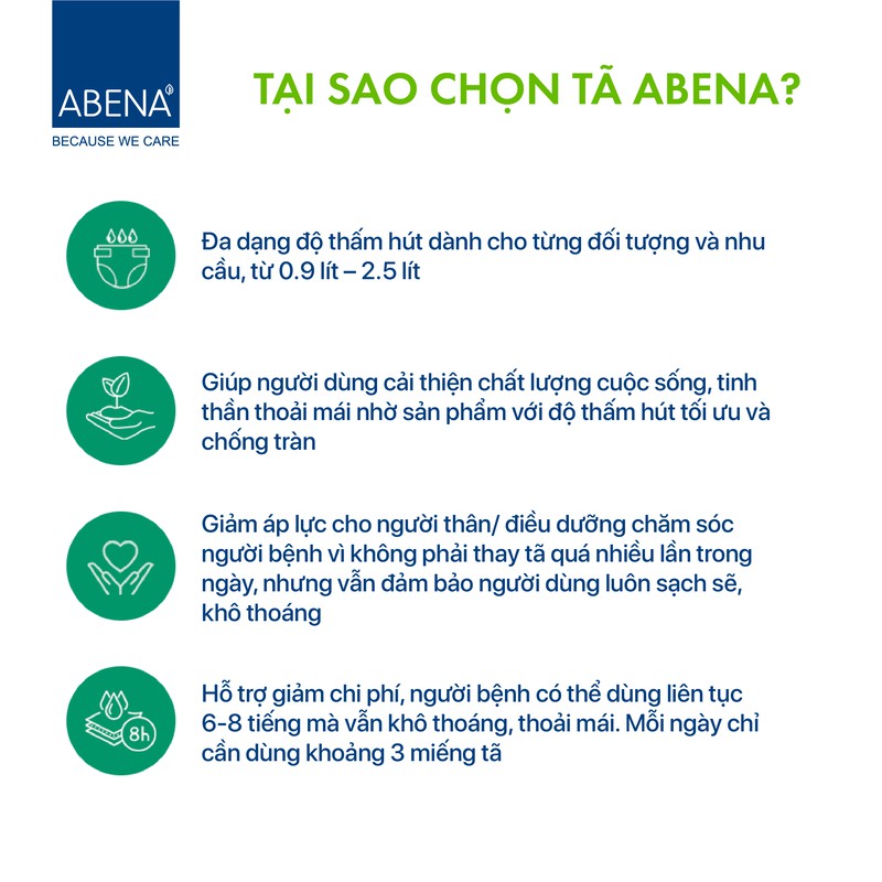 [ THẤM HÚT GẤP 50 LẦN TRỌNG LƯỢNG ] - TÃ DÁN ABENA NGƯỜI LỚN NAM NỮ - 10 MIẾNG - VÒNG HÔNG DÒNG M (70-110CM) / DÒNG L (110-150CM)