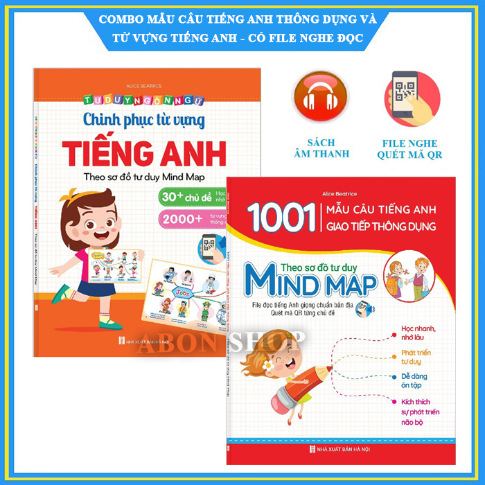 Bé Học Tiếng Anh Combo 2 Cuốn 1001 Mẫu Câu Tiếng Anh Giao Tiếp Thông Dụng Và Chinh Phục Từ Vựng Tiếng Anh Theo Sơ Đồ Tư Duy Mind Map