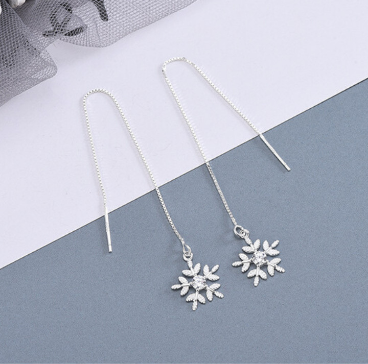 - Bông tai Bạc Nữ 925 hình bông tuyết bay