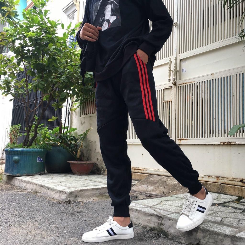 Quần jogger nỉ 3 sọc lửng cao cấp 2021