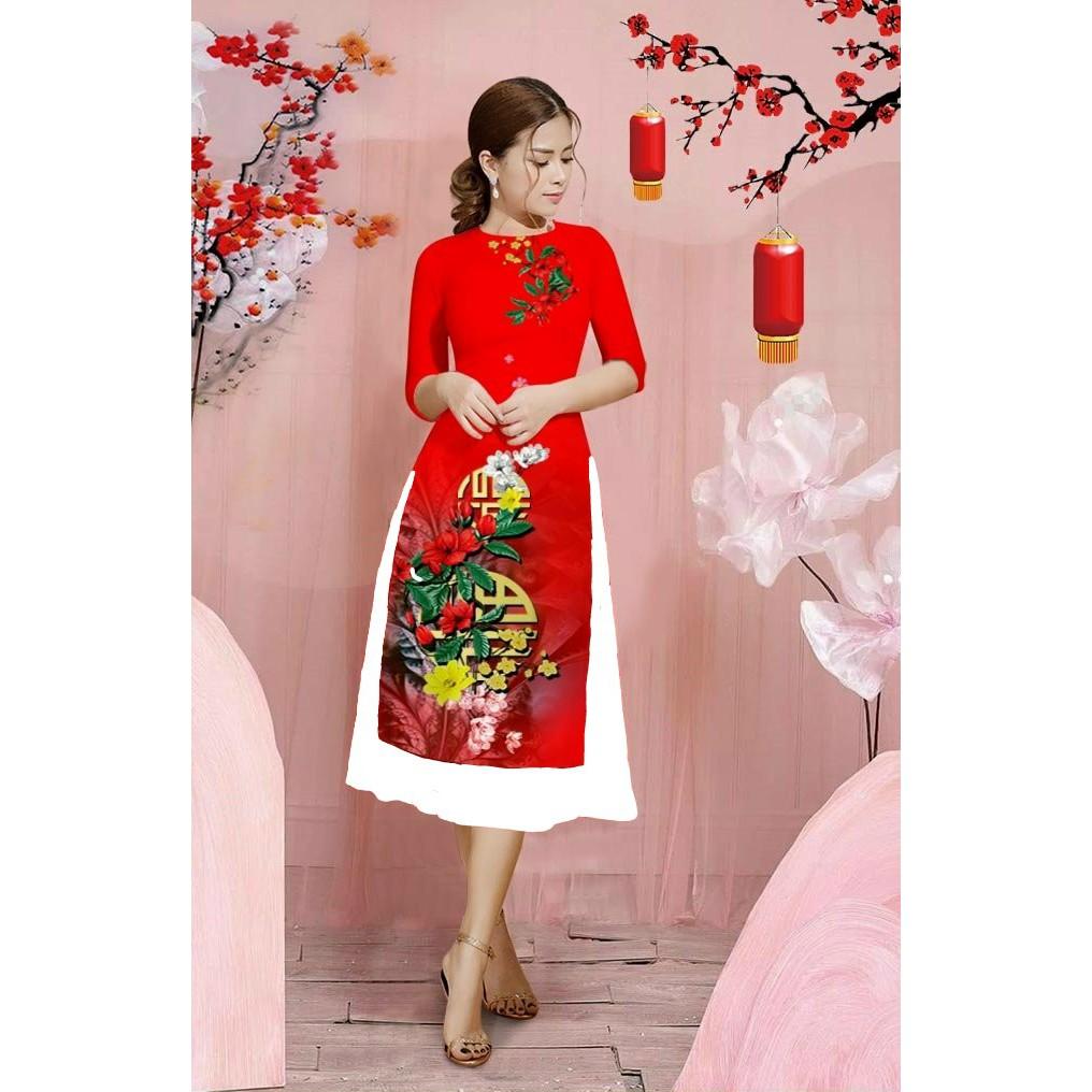 Áo dài cách tân lụa in 3D