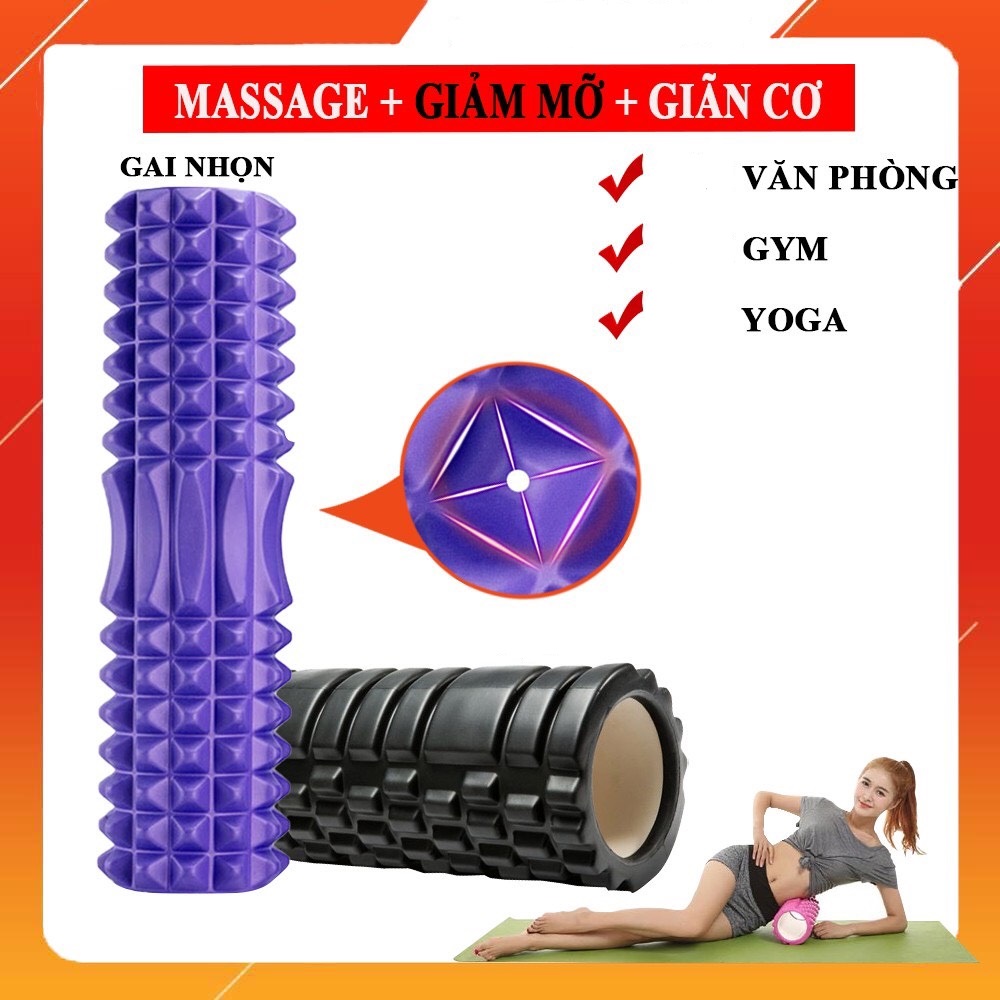 Con Lăn Massage Foam Gai Dẹt 45x14 cm Ống Lăn Giãn Cơ Tập Yoga, Gym