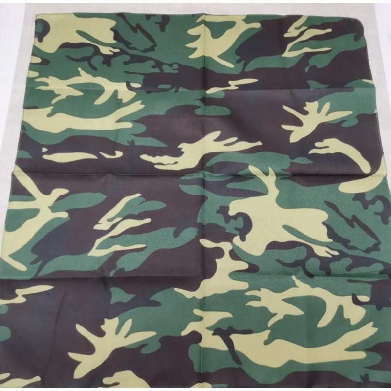 Khăn bandana hoạ tiết camo xanh lá cotton size 55x55cm - Maben