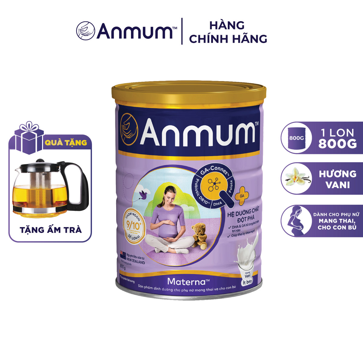 Sữa Bột Dành Cho Mẹ Bầu Anmum Materna Hương Vani 800g - tặng tặng ấm trà (mẫu ngẫu nhiên)