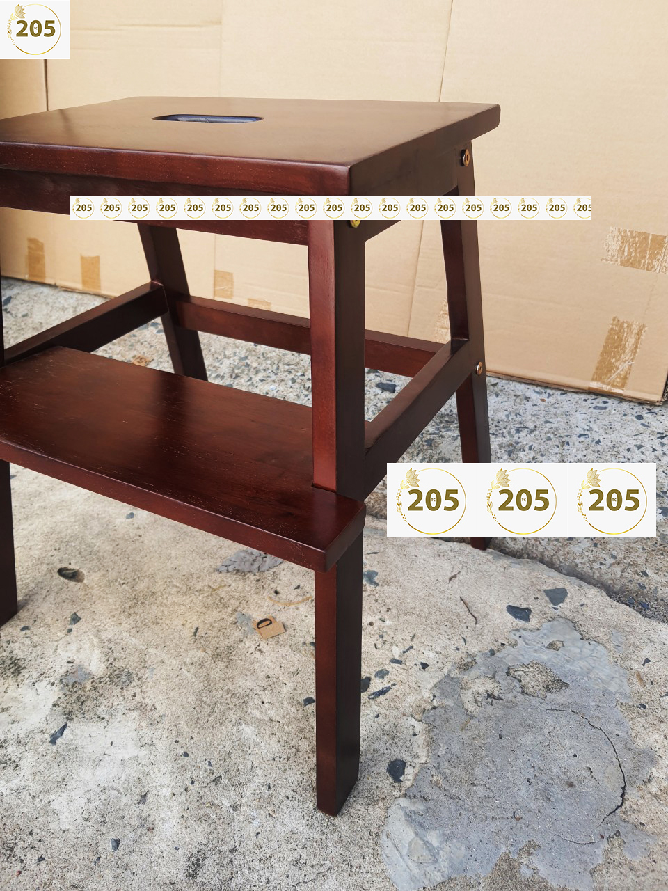 Ghế bậc thang 2 tầng bằng gỗ cao su 100% MÀU VÀNG - 205 TC WOODEN STOOL