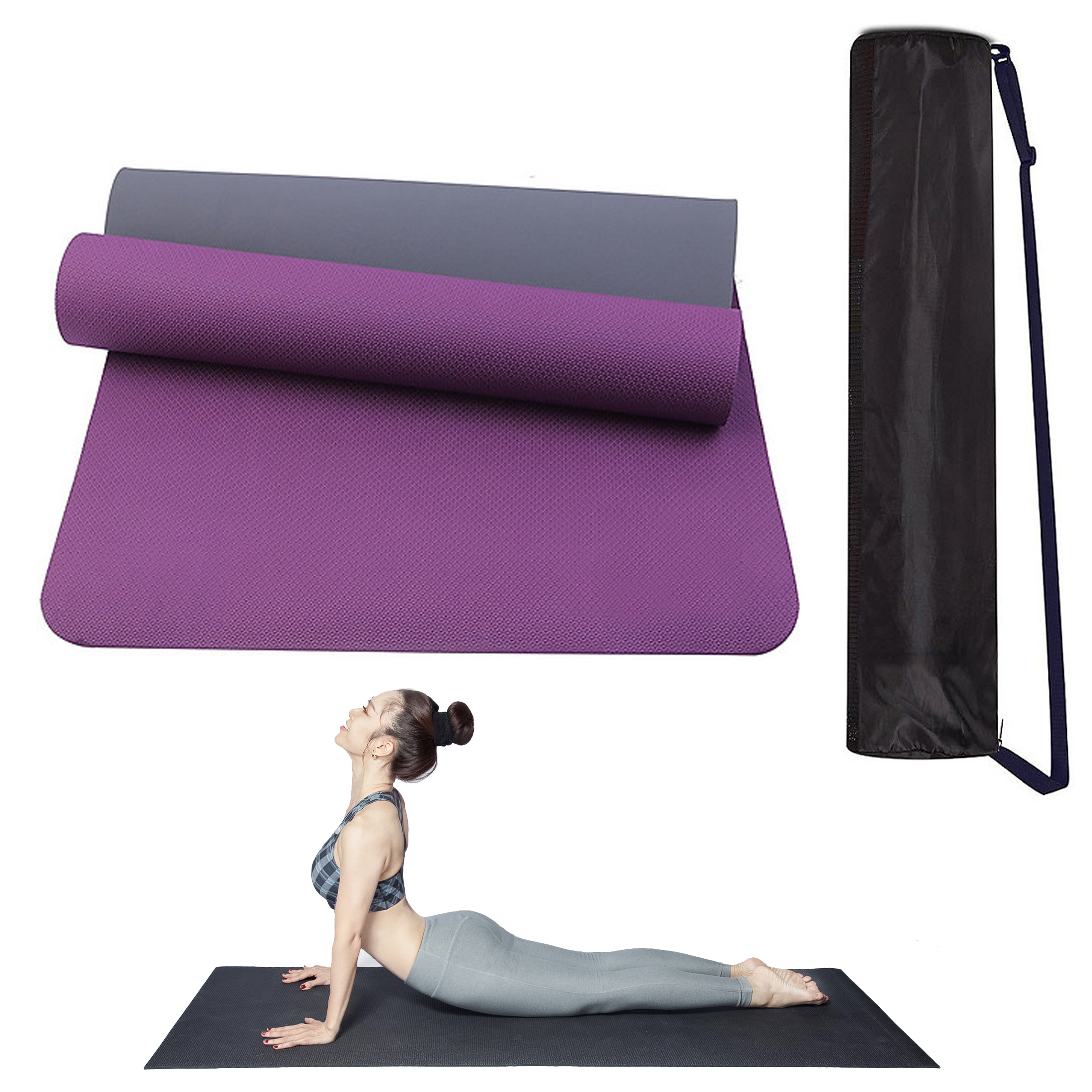 Thảm Tập Yoga Cao Cấp Ze Ra Mat 8mm 2 lớp Tặng kèm Túi Đựng Thảm