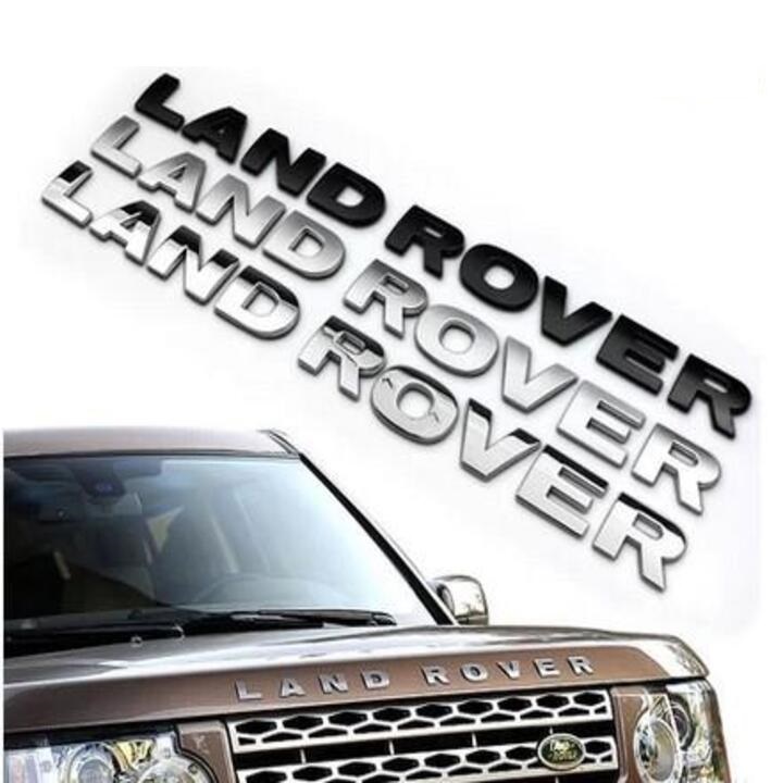 Decal tem chữ inox Land Rover dán đầu và đuôi xe ô tô (Màu Bạc)