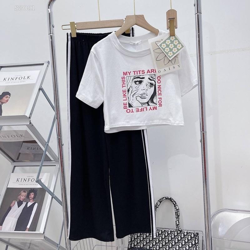 SET ÁO CROPTOP KÈM QUẦN ỐNG RỘNG