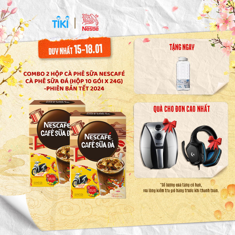 [Tặng Bình Jug 1 Lít Nescafé] Combo 2 Hộp Cà Phê Sữa Nescafé Cà Phê Sữa Đá (Hộp 10 Gói x 24g) -Phiên bản Tết