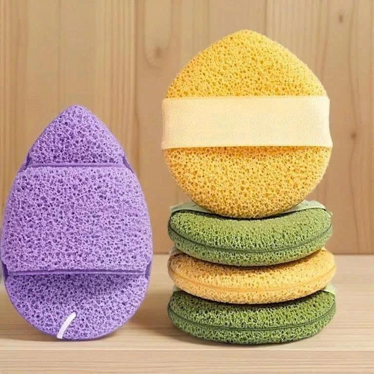 Combo 3 Bông Mút Rửa Mặt Thiết Kế Hình Giọt Nước Chất Liệu Ưa Nước Lưới Tổ Ong Hấp Thụ Nhanh