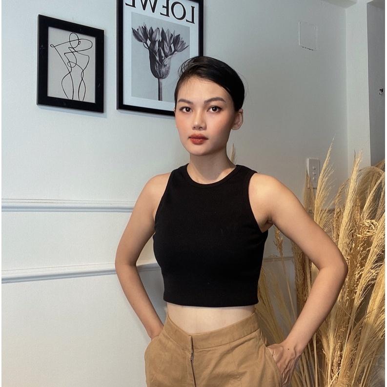 Áo ba lỗ croptop thun gân. Phông body dáng ôm trơn - Audrey Studio