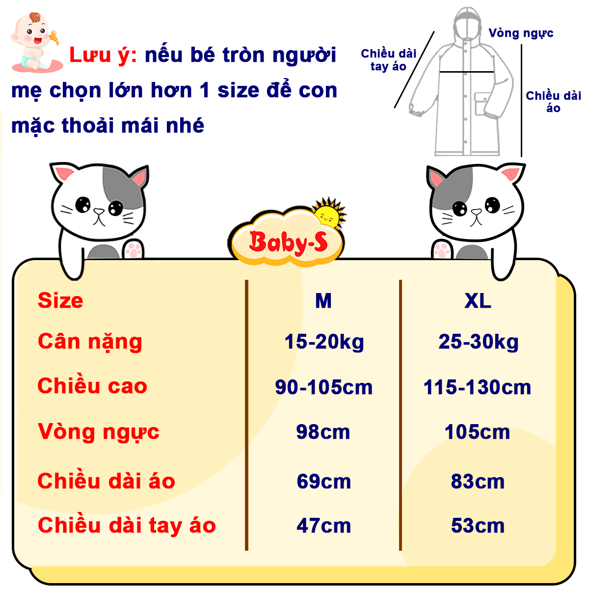 Áo mưa cho bé họa tiết hình thú ngộ nghĩnh Baby-S, Áo mưa trẻ em 2-10 tuổi nhiều màu xinh xắn – SAM015