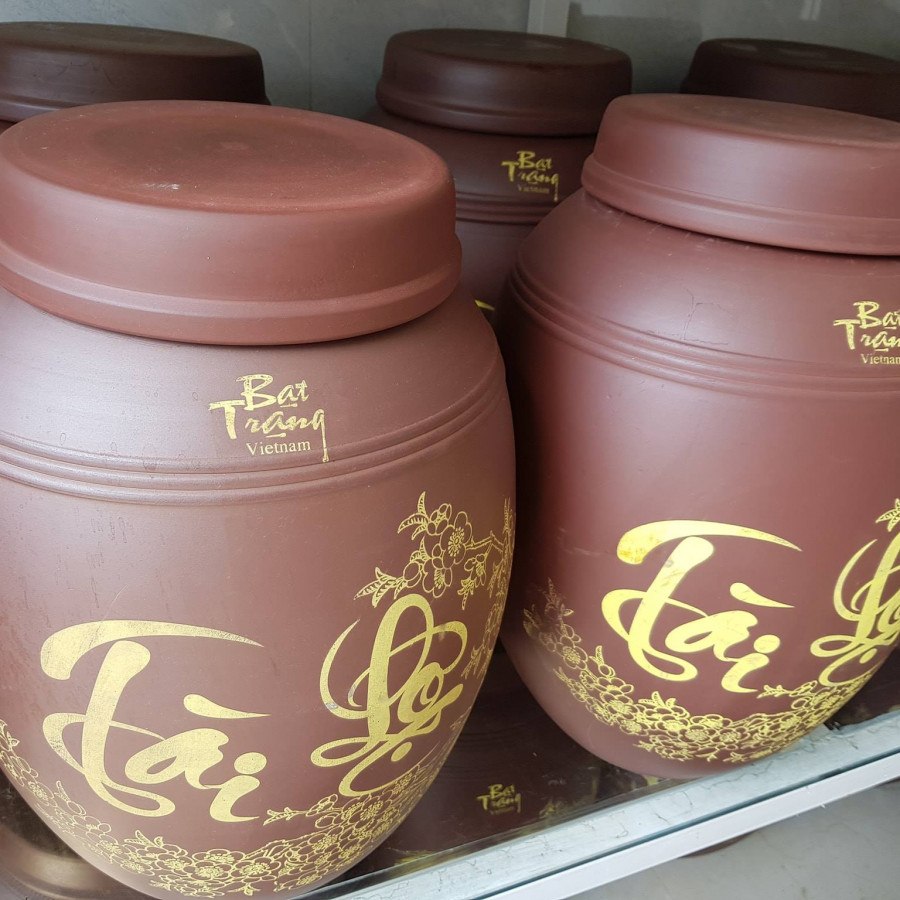 Hũ Sành Đựng Gạo, Ngâm Rượu Chữ Tài Lộc - 20L 45X31