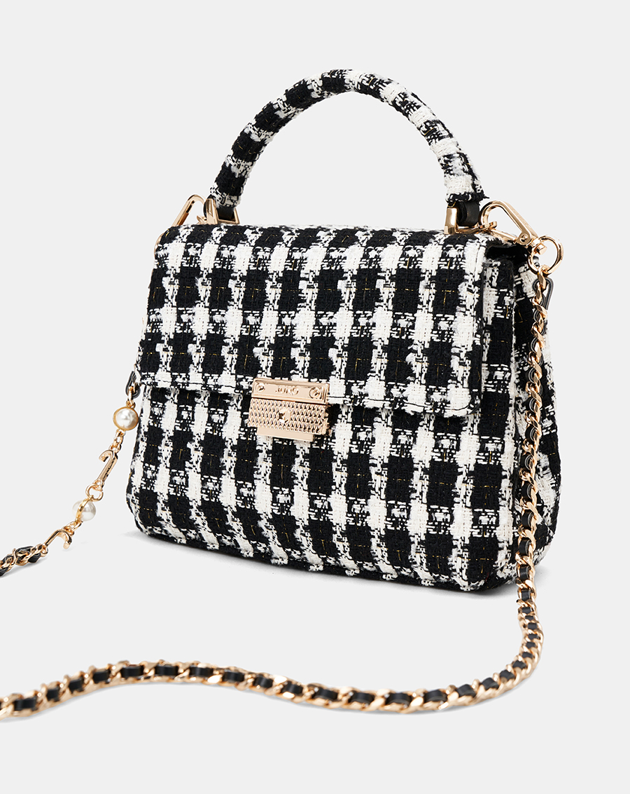 Túi Xách Nữ Thời Trang JUNO Cỡ Nhỏ Top Handle Phối Tweed TXN748