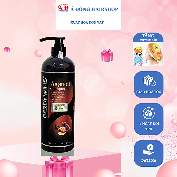 Dầu gội BERDYWINS Argan Oil siêu mượt phục hồi tóc hư tổn 1000ML