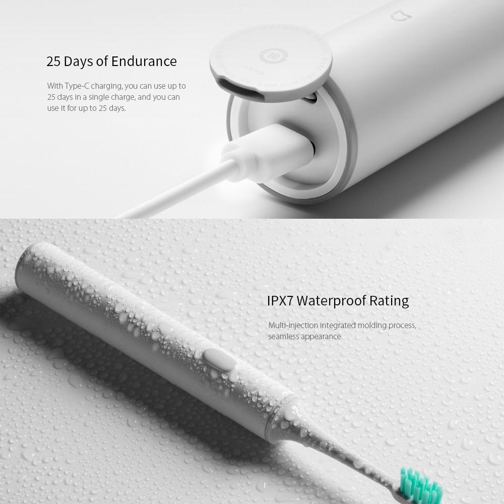 Bàn chải đánh răng Xiaomi Mijia T300 không dây sạc USB sử dụng sóng siêu âm chống nước tiện dụng-Hàng chính hãng