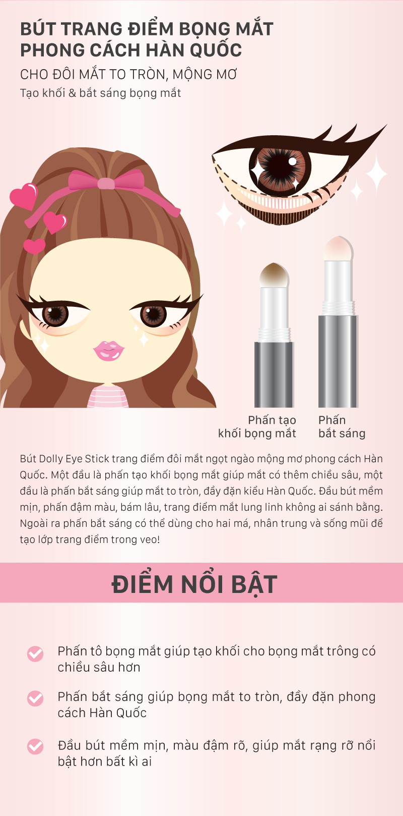 Bút trang điểm bọng mắt 2 trong 1 Cathy Doll Dolly Eye Stick 0.7+0.7g