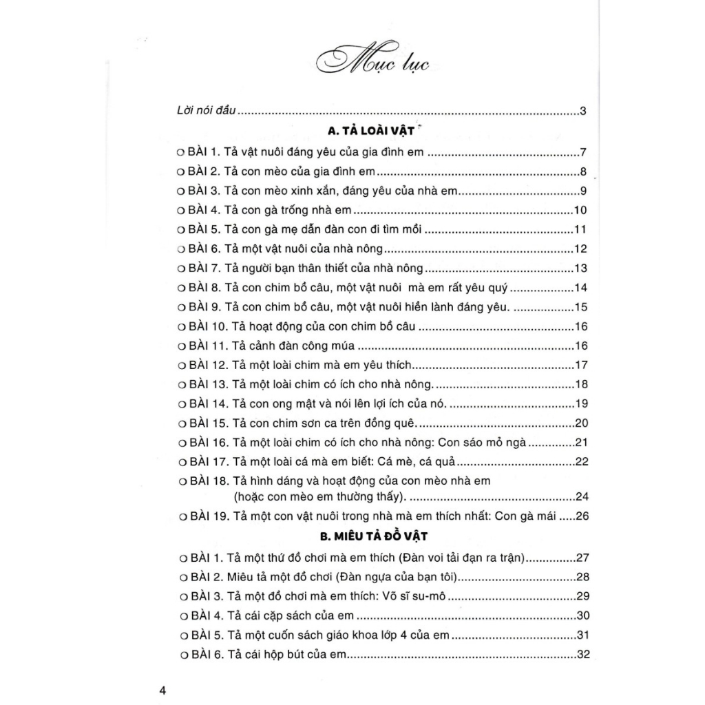 Những Bài Văn Miêu Tả Lớp 4