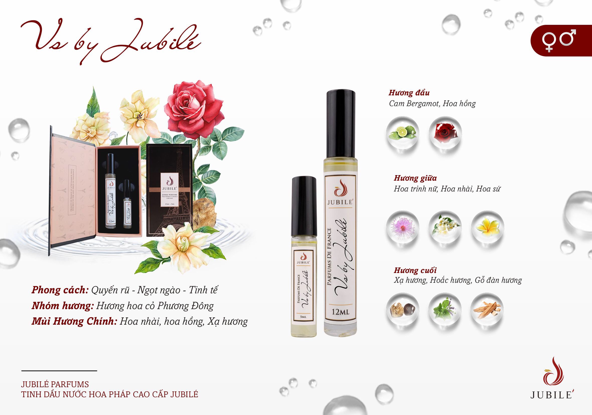 Vs by Jubilé - Tinh dầu nước hoa Pháp nữ Dạng lăn 12ml Thơm Lâu, Sang Trọng, Quyến Rũ