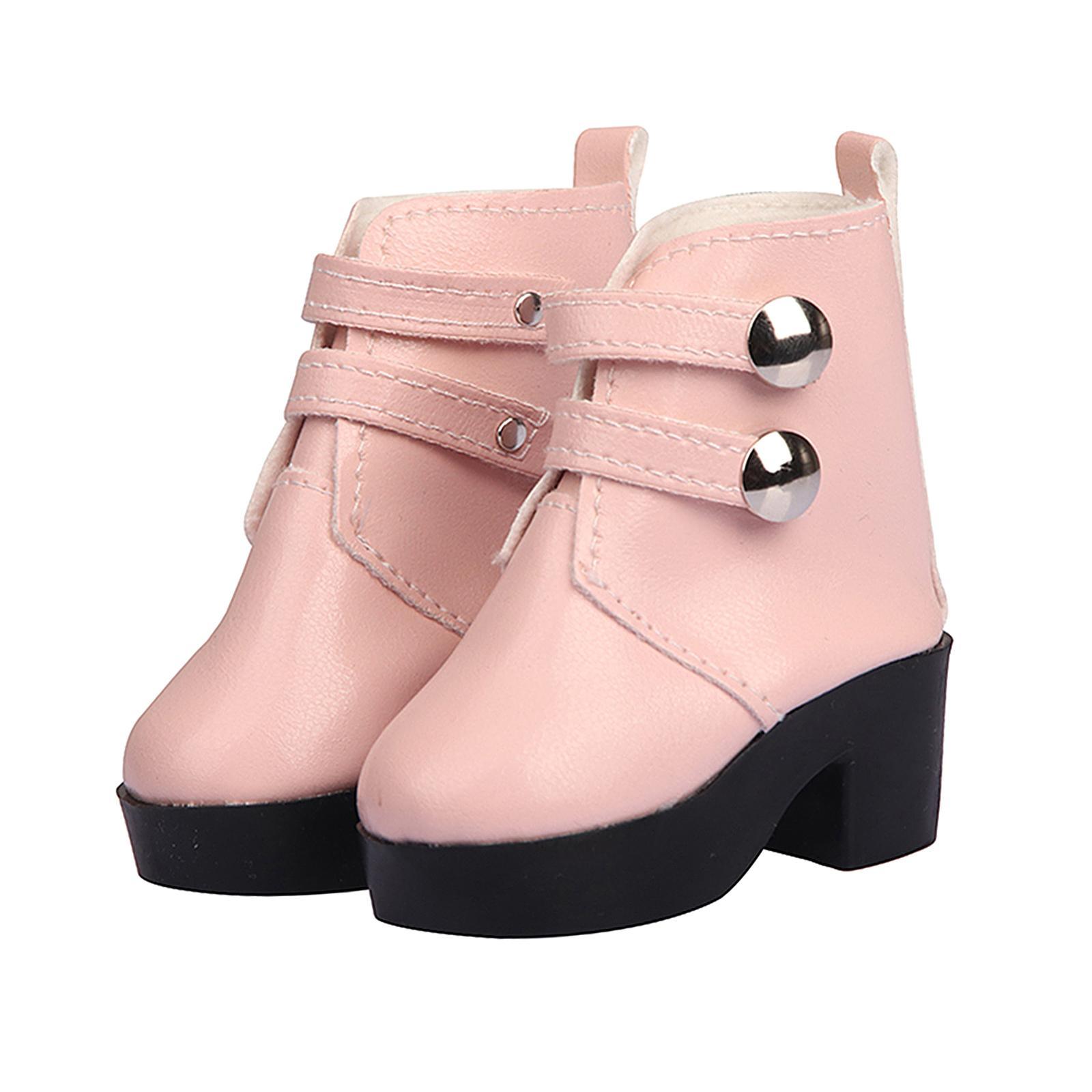 Handmade Doll PU leather Boots Shoes for 18" Inch American Doll Accs Pink
