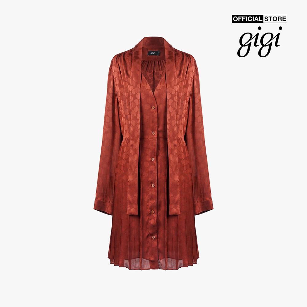 GIGI - Đầm mini tay dài cổ V phối thắt nơ to thời trang G2102D222151