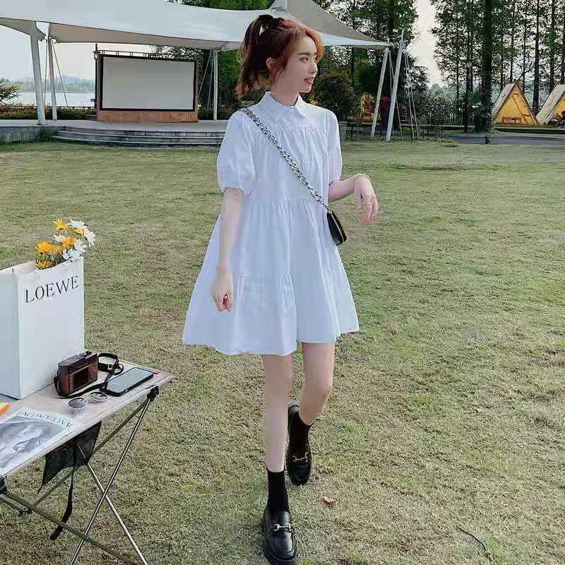 CHENGRUI Mùa hè Pháp ngọt ngào bong bóng tay áo đầm nữ 2021 Hàn Quốc lỏng lẻo nhỏ sentie búp bê váy ẩm ướt