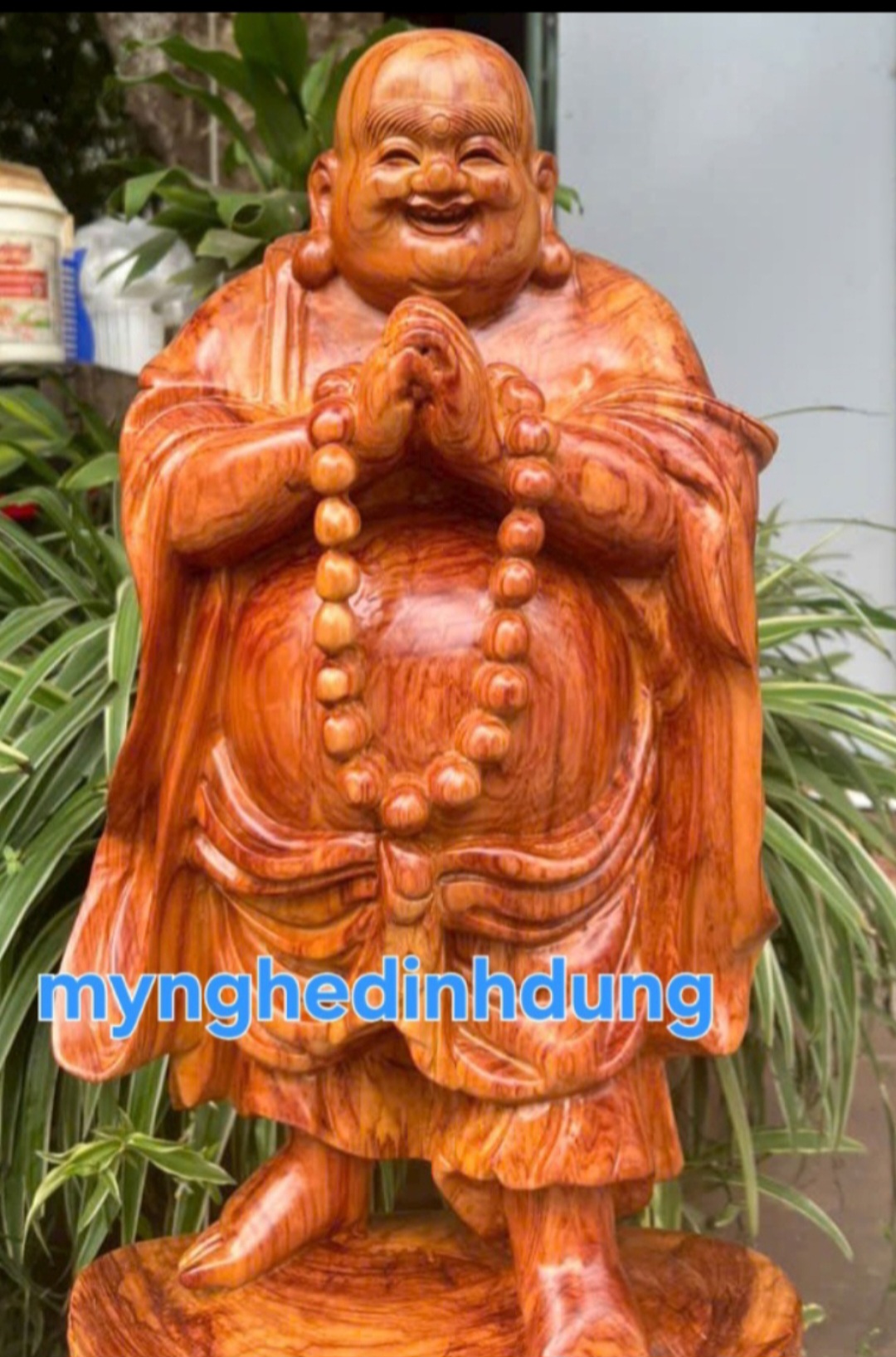 Tượng phật di lặc chúc phúc bằng gỗ hương đá kt cao 60cm