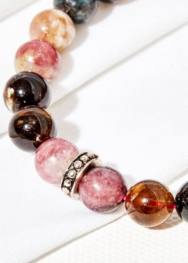 Vòng Tay Đá Tourmaline Charm Bạc Thái - Nhiều Màu