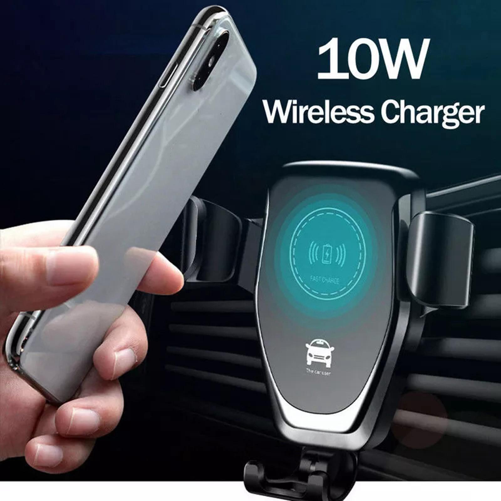 Air Vent Phone Holder 10W Fast Car Wireless Charger Black