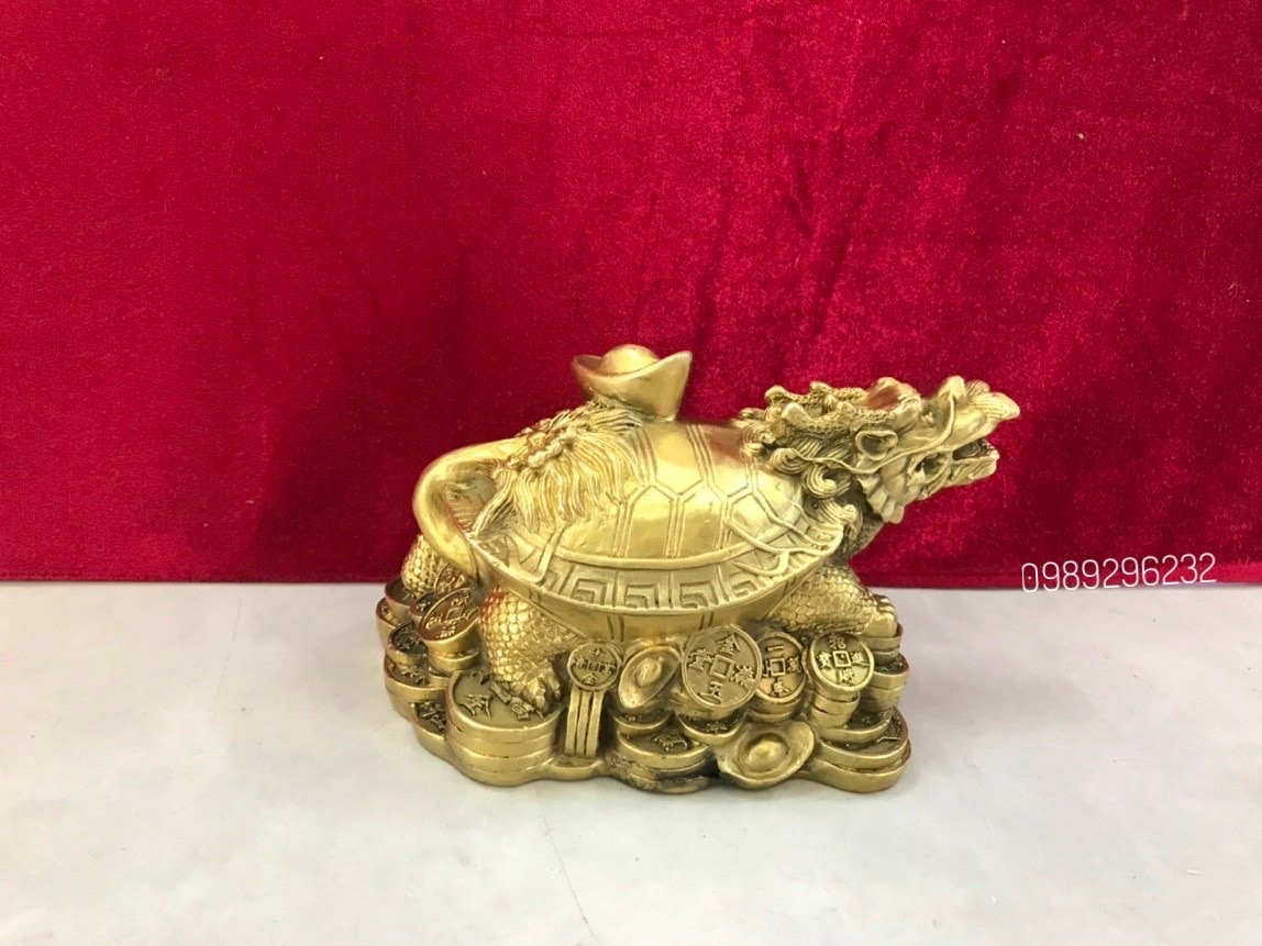 Tượng Long Quy cõng thỏi vàng bằng đồng - Long Quy phong thủy