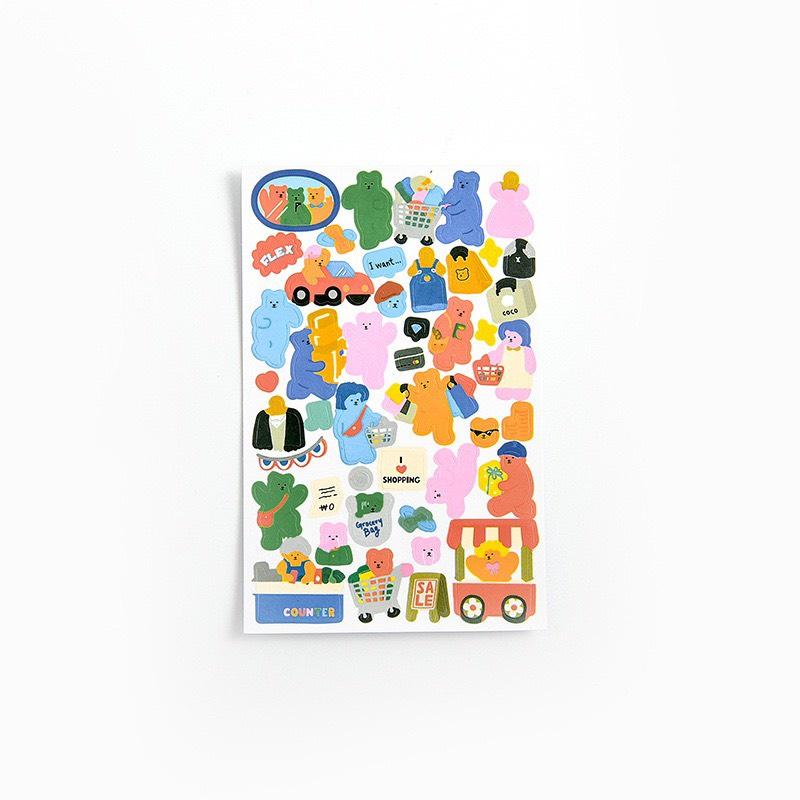 Miếng sticker gấu dán trang trí, dễ thương Hàn Quốc