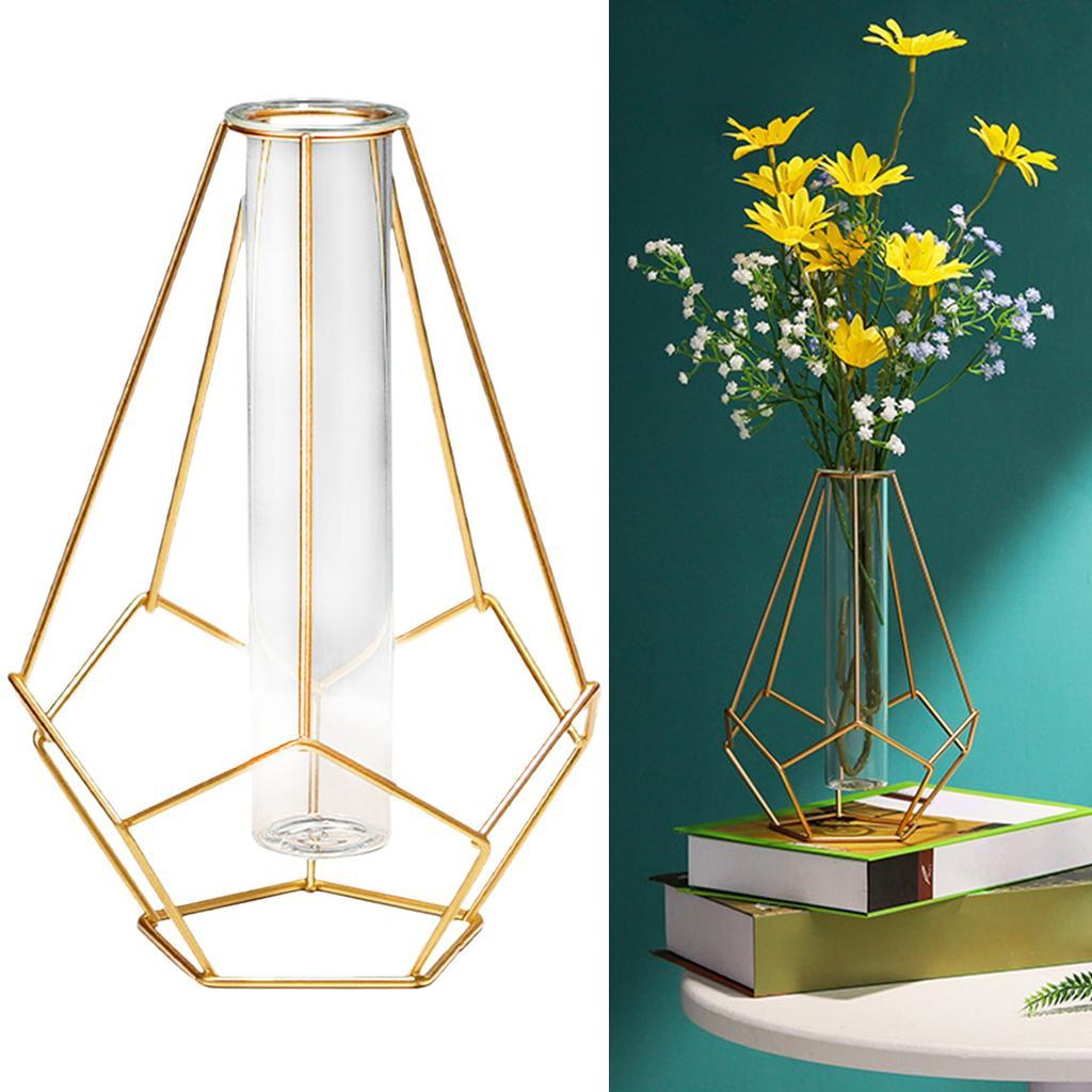 Iron Art Flower Vase Metal Frame Plant Holder Home Decor