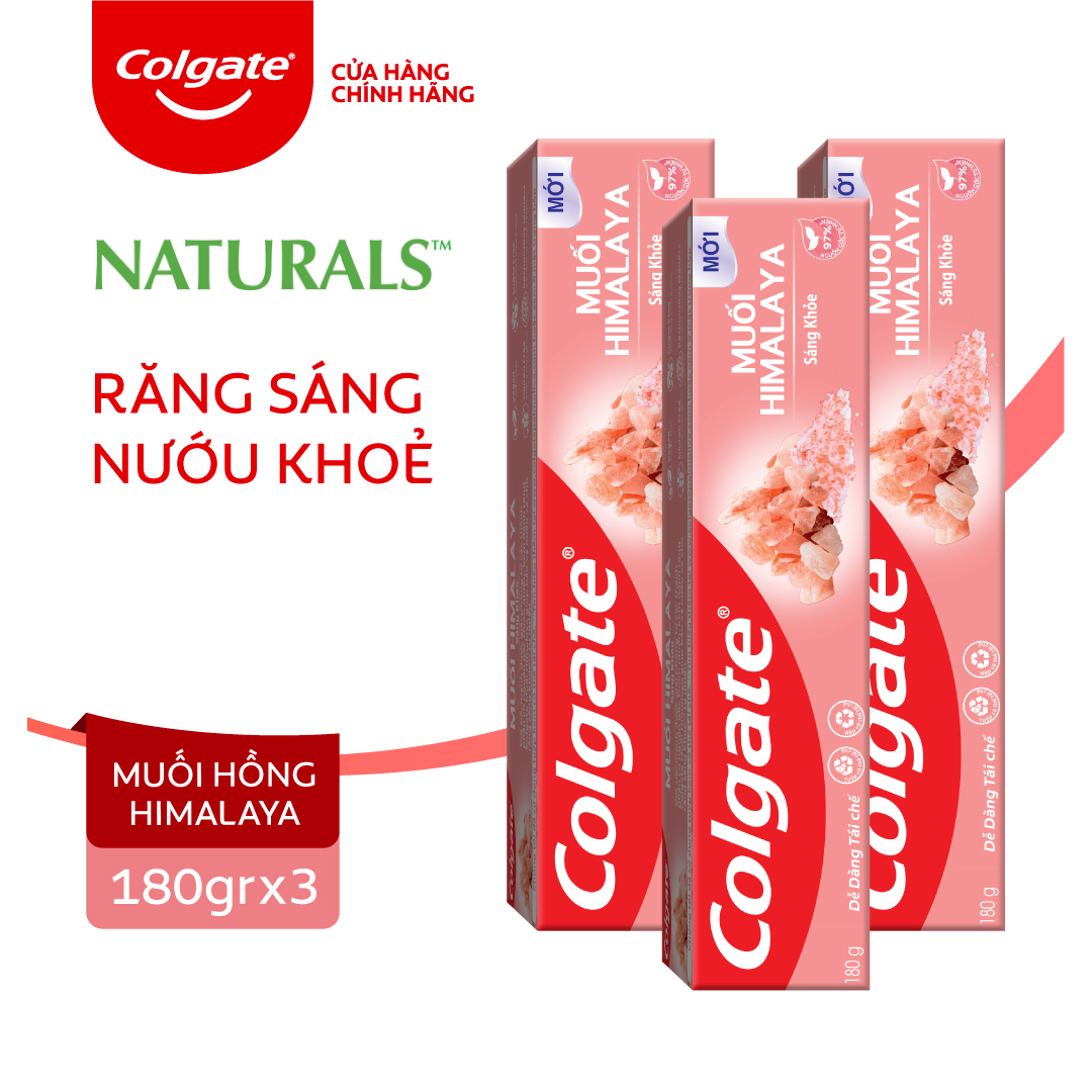 Bộ 3 Kem đánh răng Colgate thiên nhiên muối hồng Hymalaya 180g