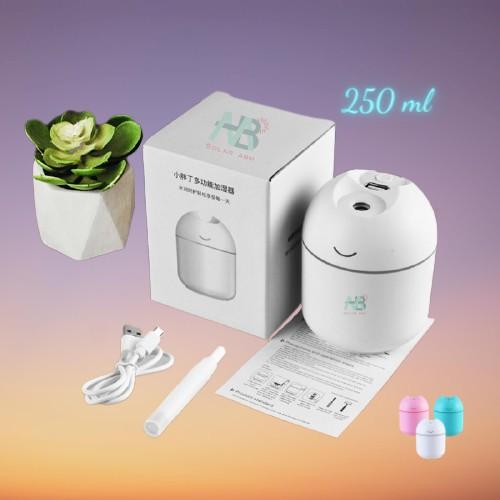 Máy Phun Sương Tạo Ẩm Mini , Xông Tinh Dầu , Khuếch Tán Khử Mùi , Lọc Không Khí 250ml USB Có Đèn LED -ABMsolar