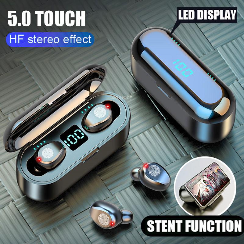 Bluetooth 5.0 9D Stereo Âm Nhạc Thể Thao Tai Nghe Không Dây Có Mic Tai Nghe 2000 MAh Power Bank Cho iPhone Samsung