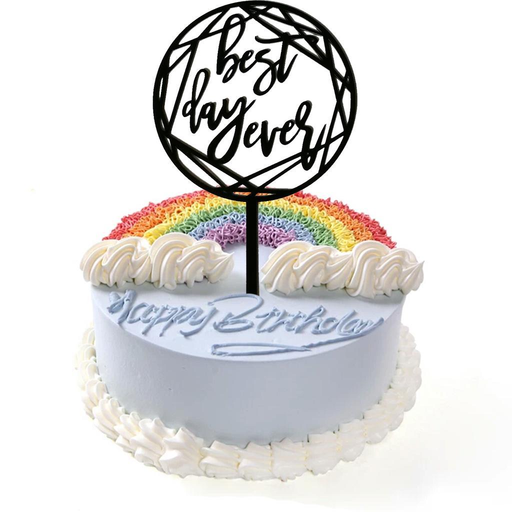 Best Day Ever Acrylic Cake Topper for Wedding Engagement Party Cake Decor