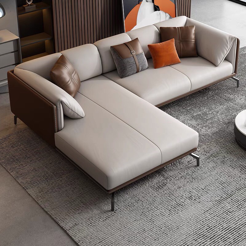 Ghế sofa góc L bọc da Adora