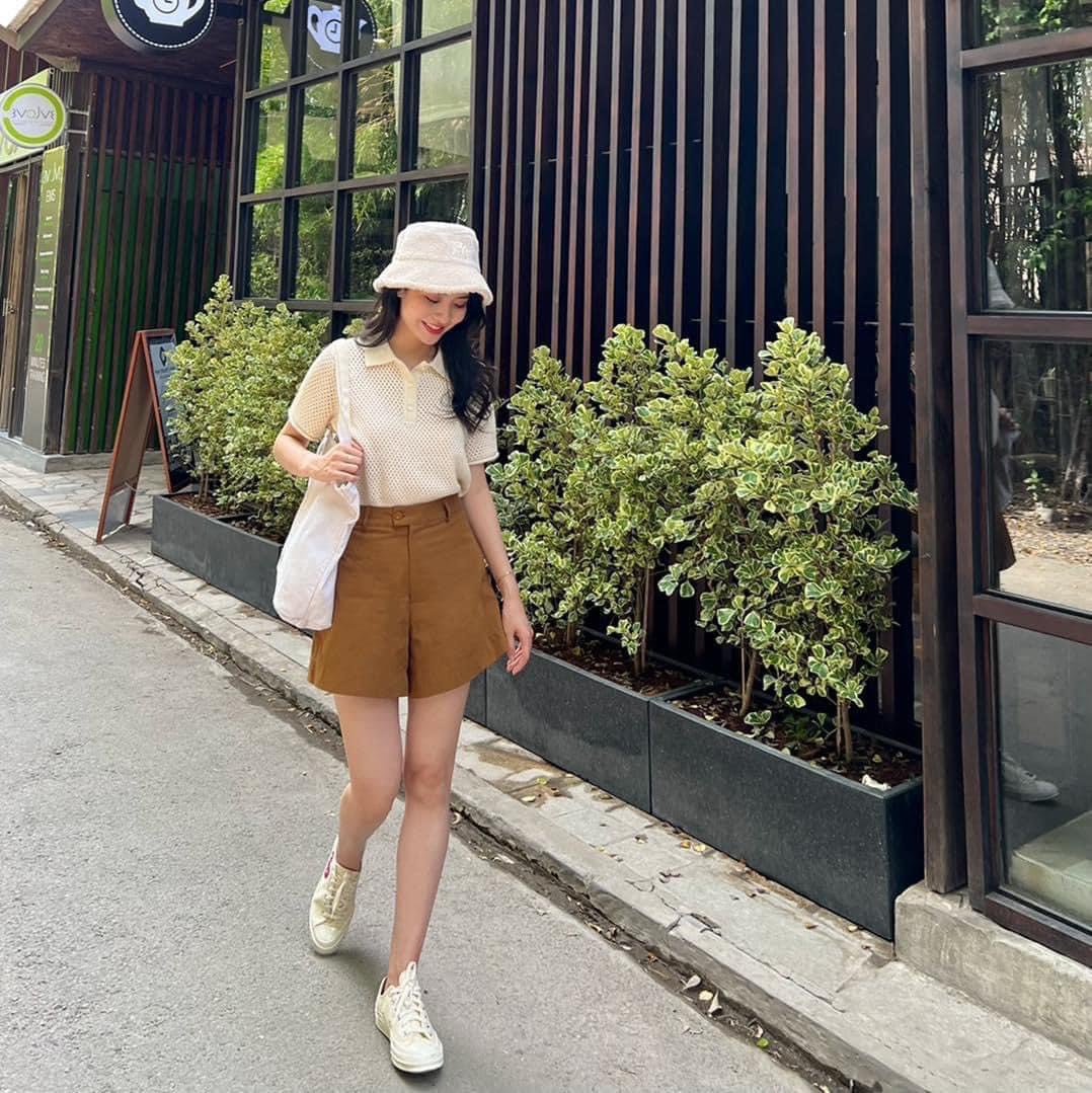 QUẦN ỐNG RỘNG NỮ KAKI NGẮN LƯNG CAO MÀU TRƠN PASTEL SHORTS DẠO PHỐ ĐI BIỂN ĐI CHƠI ĐI TIỆC
