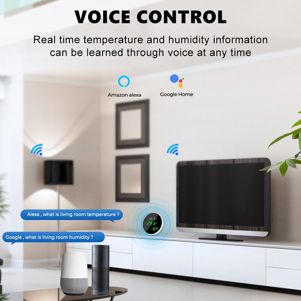 Tuya Wifi Temperature Humidity Sensors APP Remote Monitor Control for Home Intelligent Scenario Linkage Compatible with Amazon Alexa Google Home Voice Control