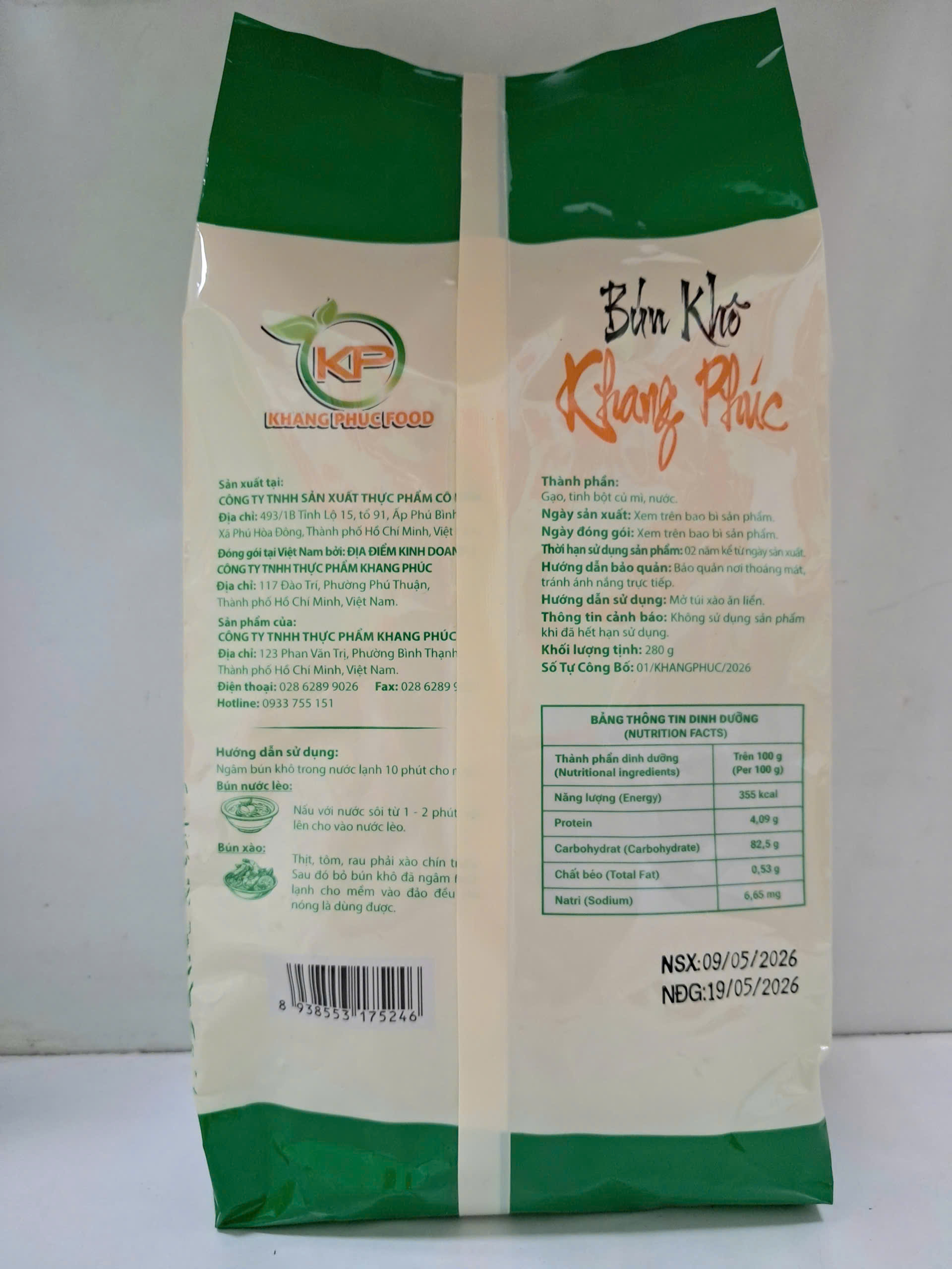 Bún khô Khang Phúc 280g ( 1 thùng 10 gói)