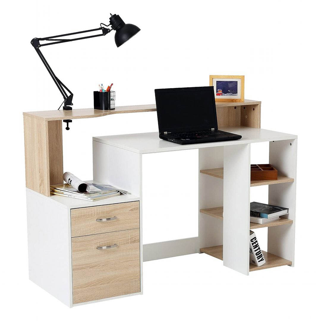 Bàn làm việc, bàn học gỗ hiện đại SMLIFE Dledum  | Gỗ MDF dày 17mm chống ẩm | D137xR55xC92cm