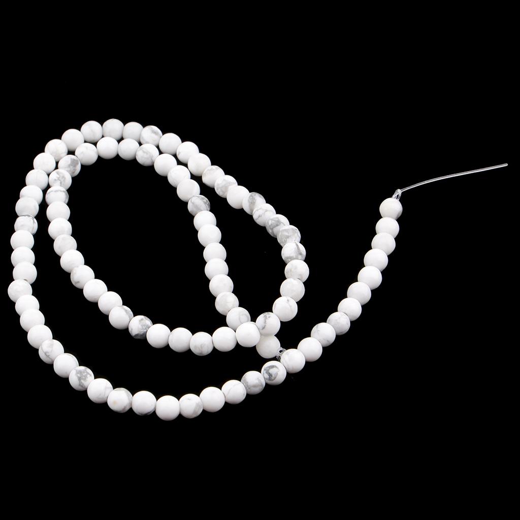 Natural White Howlite Gemstone Round Loose Beads for DIY Jewelry Making 4MM