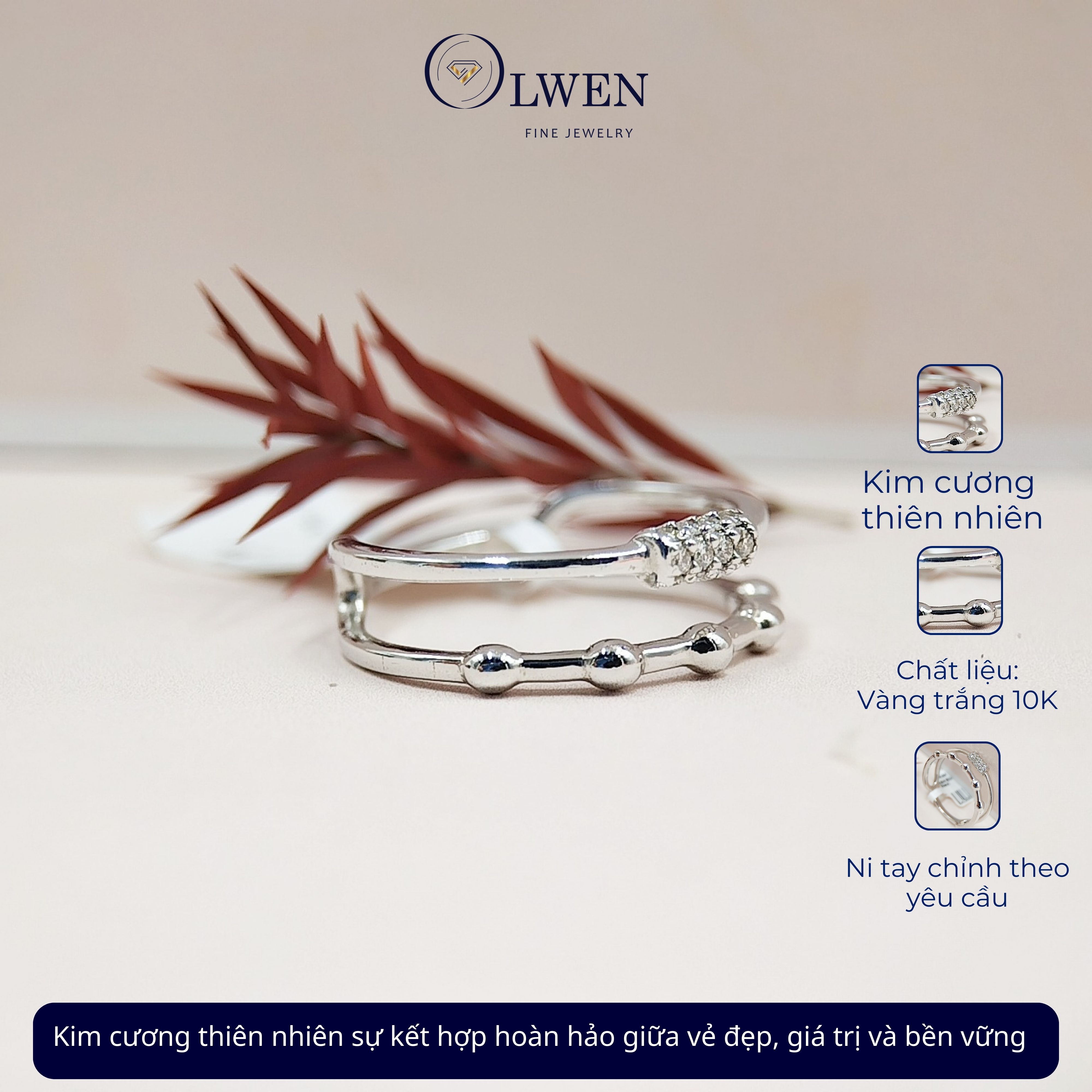Nhẫn kim cương thiên nhiên OW14